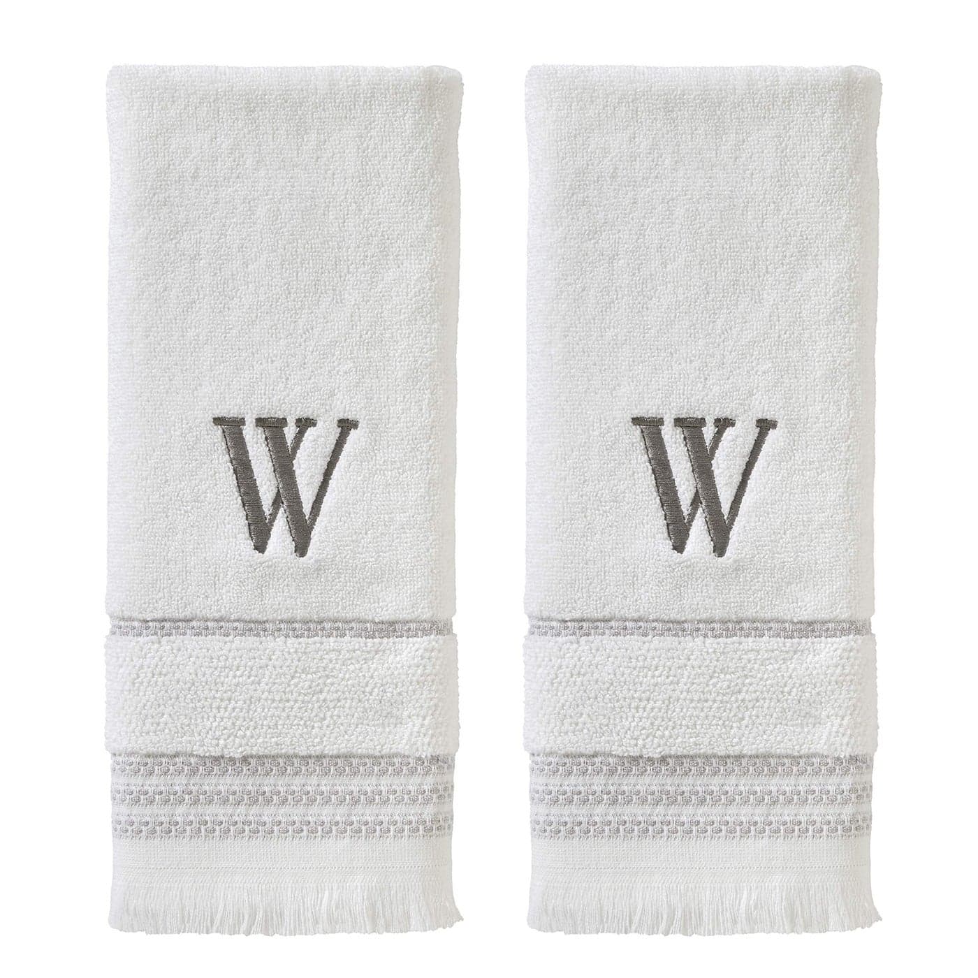 SKL Home Casual Monogram Hand Towel 2Pack W 16x26 White