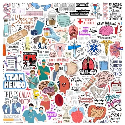 Trueflair Doctor Vinyl Stickers Pack of 65, Random Designs, for Laptop, Journal, Bike Helmet, Diary, Guitar, Mobile, Waterproof, Self-Adhesive (Doctor)