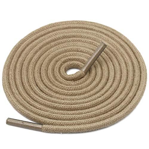 DELELE 2 Pair 24 inch Khaki Round Waxed Oxford Shoe Laces for Dress Shoes and Boots