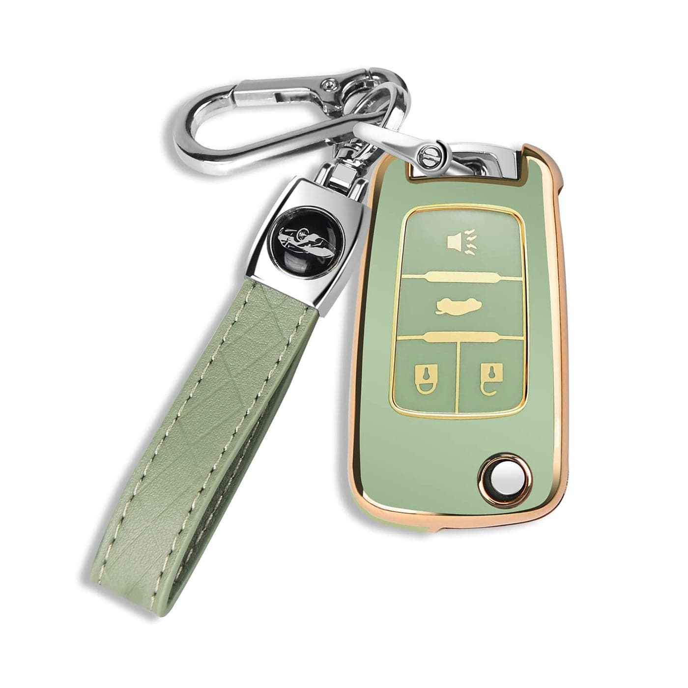 QBUC for Chevy Key Fob Cover Fit for 4 Buttons with Keychainfor Chevrolet Equinox Camaro Cruze Malibu Sonic Buick Terrain
