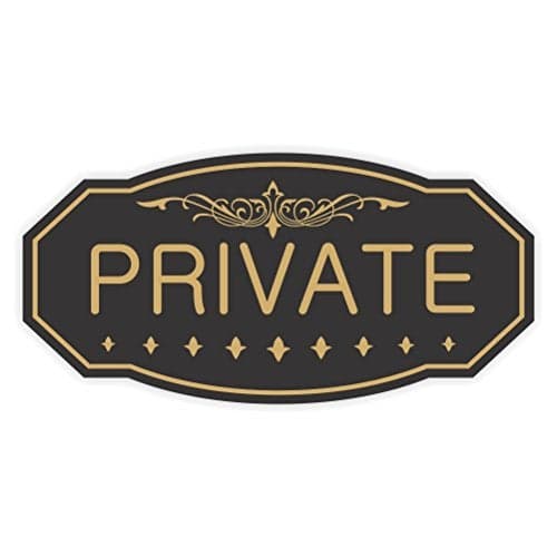 All Quality Victorian Private Wall or Door Sign - Durable Material (Black/Gold) - Large 5" x 10" (1 Pack)