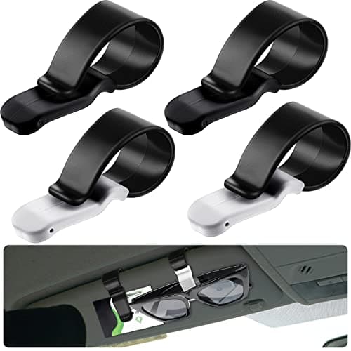 Tallew 4 Pcs Car Visor Clip with Silicone Non Slip Pad Sunglasses Holder Vehicle Sunglasses Sun Visor Clip Pen Holder Ticket Clip Glasses Holder Clip Hanger Ticket Card Car Visor Accessories