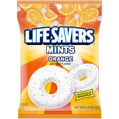 Life Savers Orange Mints Individually Wrapped for Snacking Sharing Office Parties and Pantry Stocking 625 Ounces 12 Hard Candy Bags
