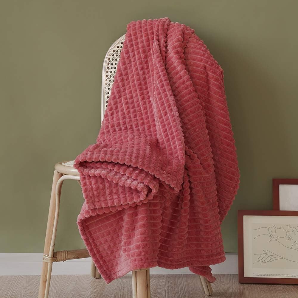 SimpleOpulence Coral Red Throw Blanket for CouchSuper Soft Fluffy Blankets for Women 50x70 Inches Cozy Lightweight Fleece Blanket for Home Decor