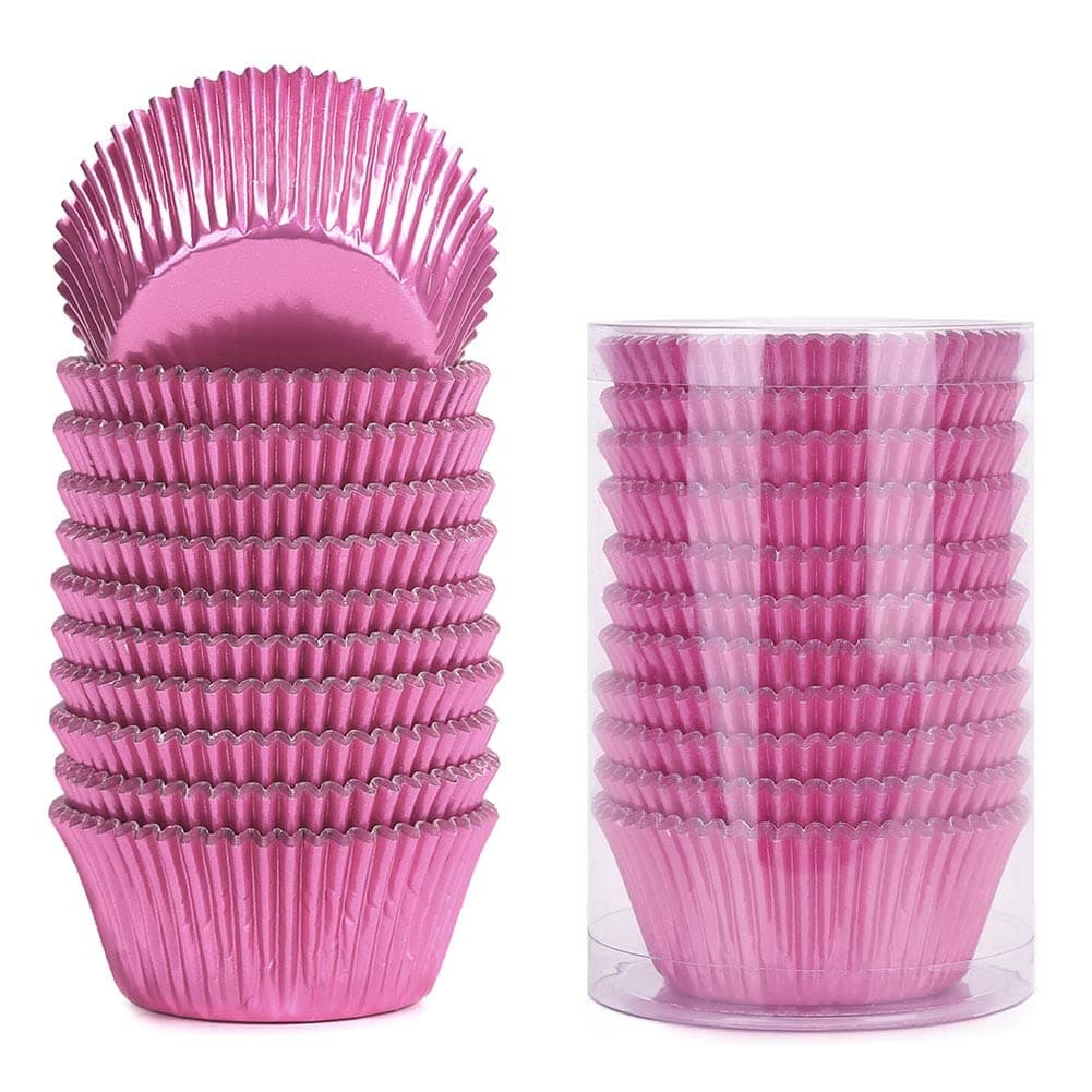 Gifbera Standard Pink Foil Cupcake Liners Wrappers Baking Cups 200 Count Pink