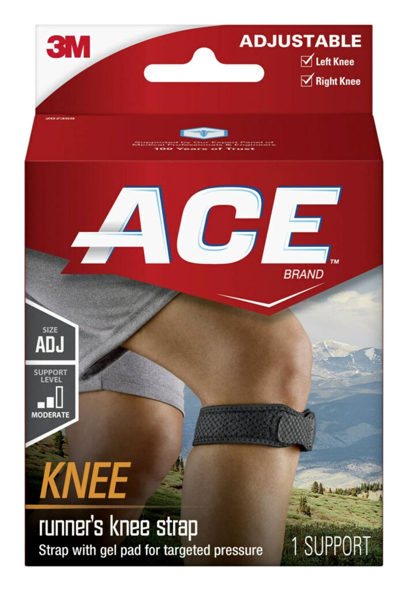 ACE Brand Knee Strap Adjustable Black 1Pack