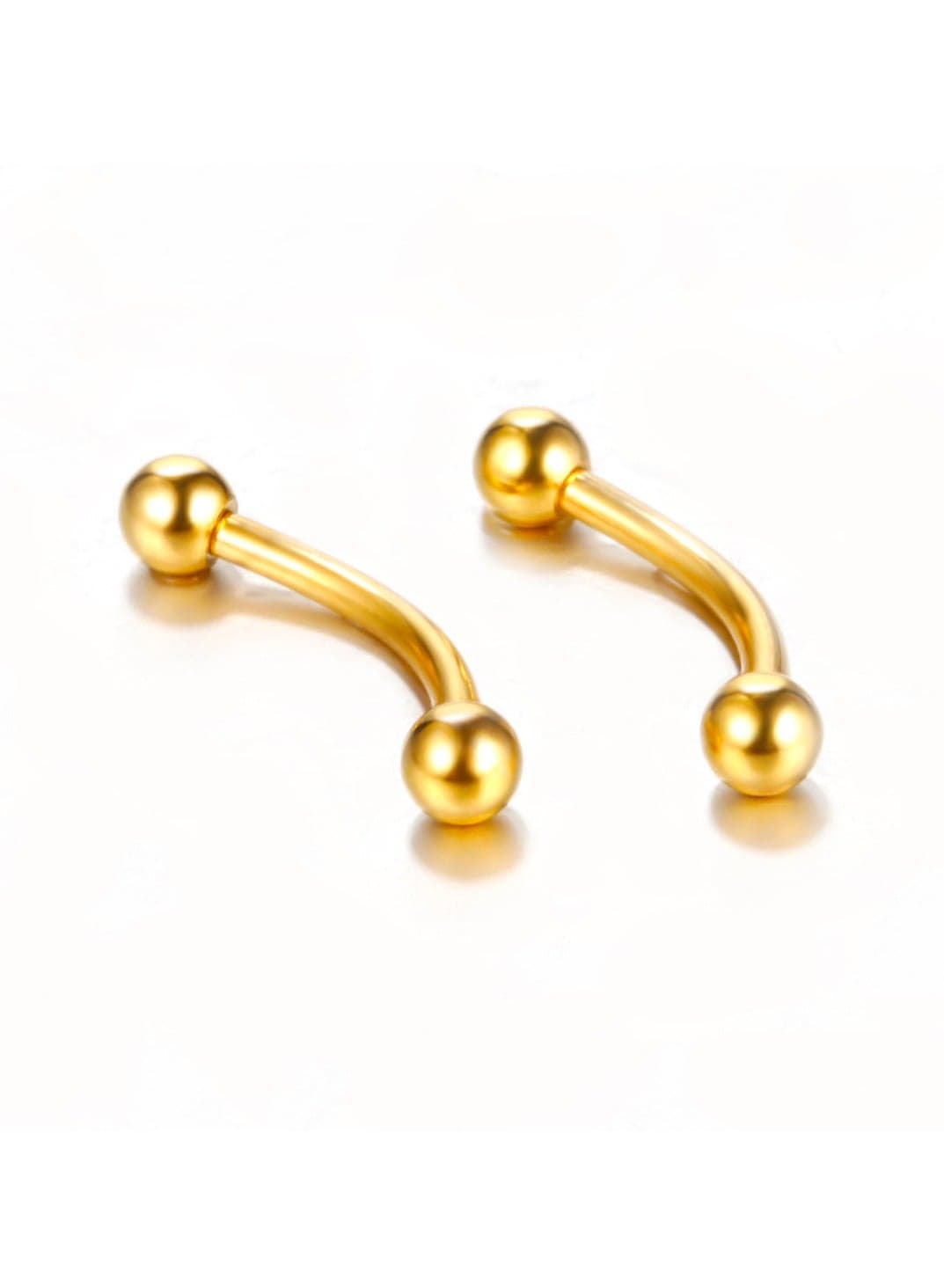 2 Pack 316L Stainless Steel Small Size Curved Barbell Rook Conch Lip Nail Lip Ring Ear Tragus Eyebrow Cartilage Ball Nipple Barbell Ring(Gold color ball-1.2*8+3mm)