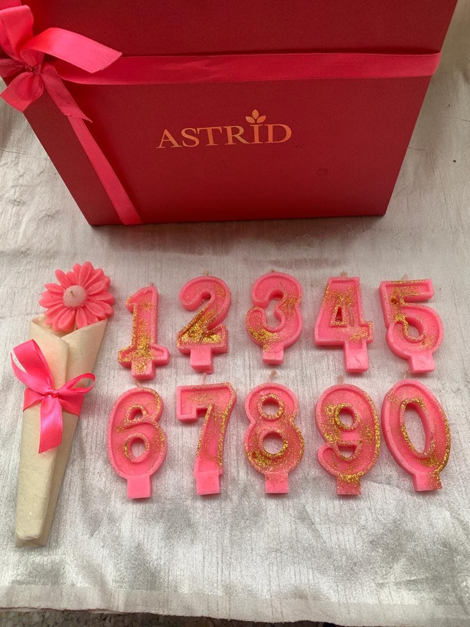 Astrid Glitter Pink Number Birthday Candles Celebrate Every Milestone with Sparkle 09 Birthday Candle Soy Wax