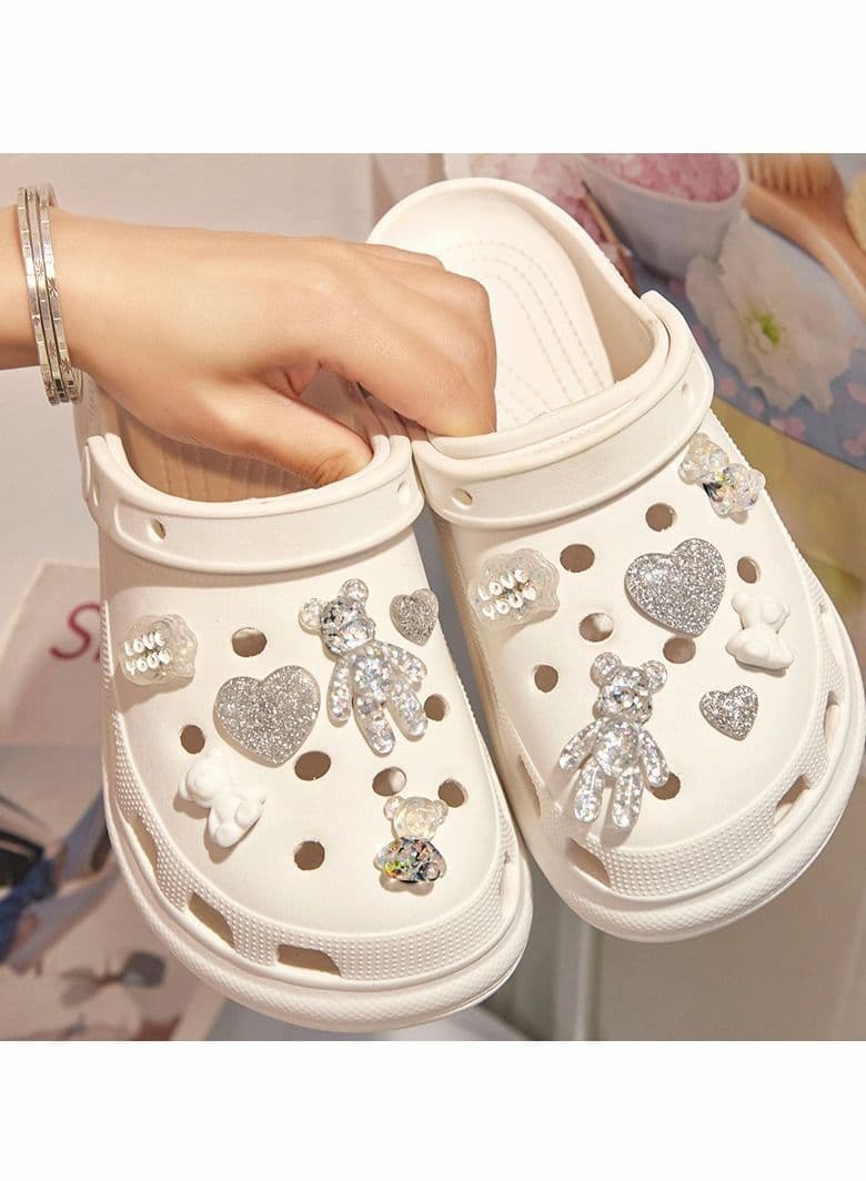 Shoe Decoration Charms, 12 Pcs 3D Crocs Accessories for Shoes, Charms Crystal Sparkly Bracelet Wristband Women Girl Nurse Buckle Party Favors Birthday Gifts