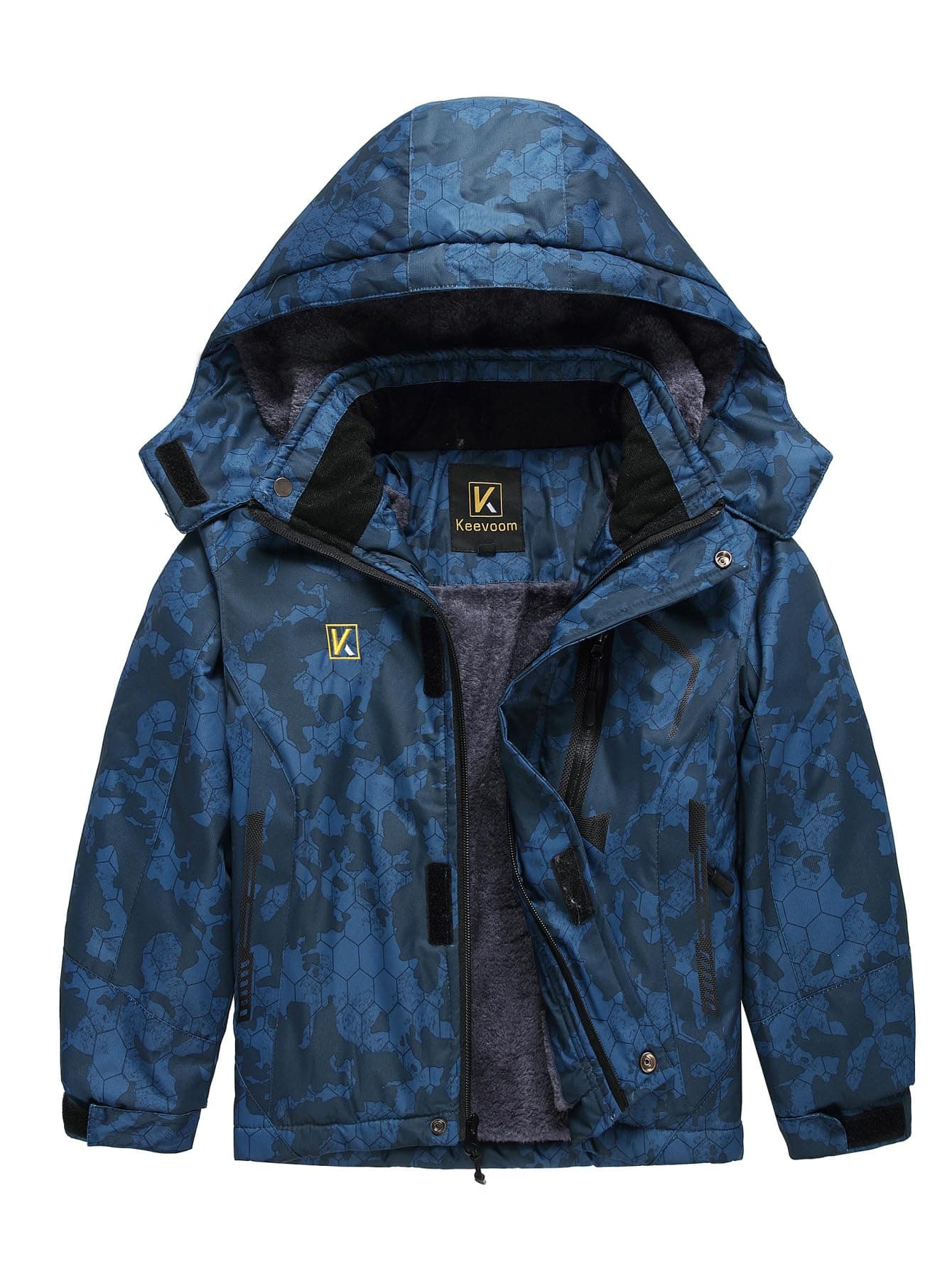 Keevoom Kids Camouflage Winter CoatsWaterproof Skiing Jacket Winter Warm Thick Snow Coat Windprood Snowboarding Jacket Size 8