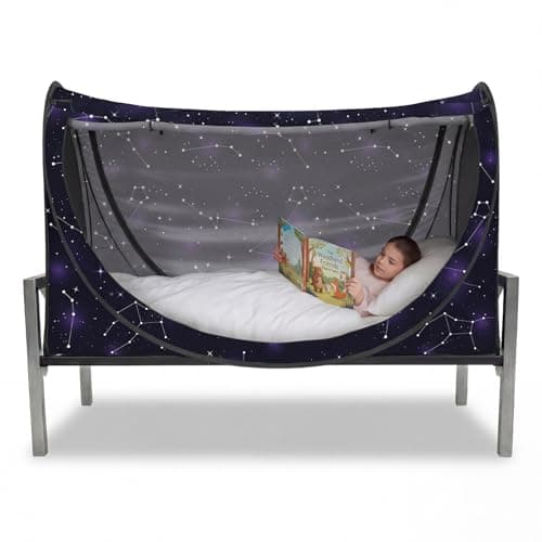 Privacy Pop up Eclipse Bed Tent Bed Drapes (Starry Constellation, Twin)
