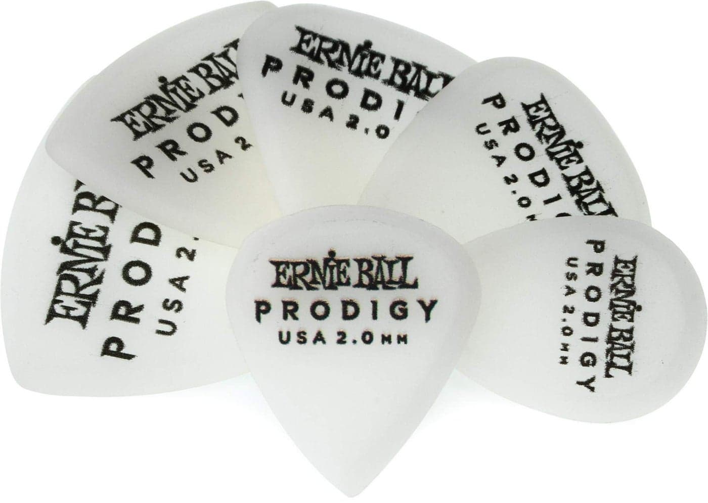 Ernie Ball Prodigy Guitar Picks, Multipack, White 2.0mm, 6-pack (P09343)