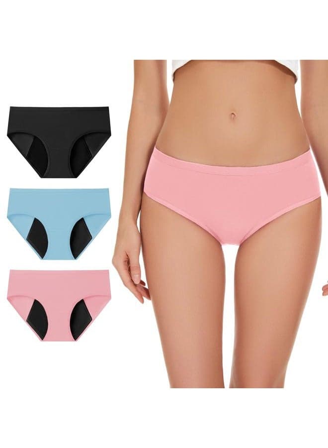 Women's High Absorbency Period Underwear - Leak-Proof & Reusable Menstrual Pants for Heavy Flow Days - 3 Pack,Multicolor,Large