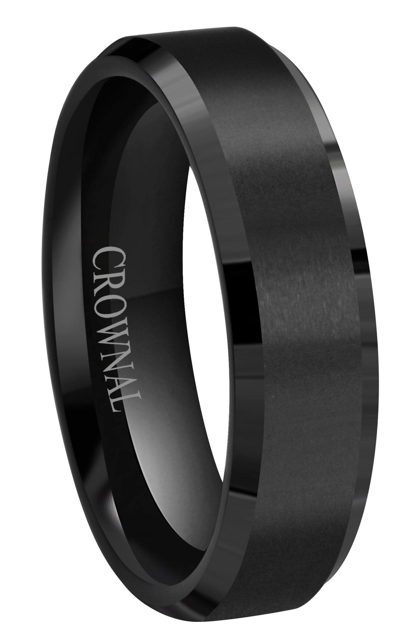 6mm 8mm 10mm Black Tungsten Wedding Band Ring Men Women Matte Finish Beveled Edges Comfort Fit Size 5 To 17 (6mm,16)