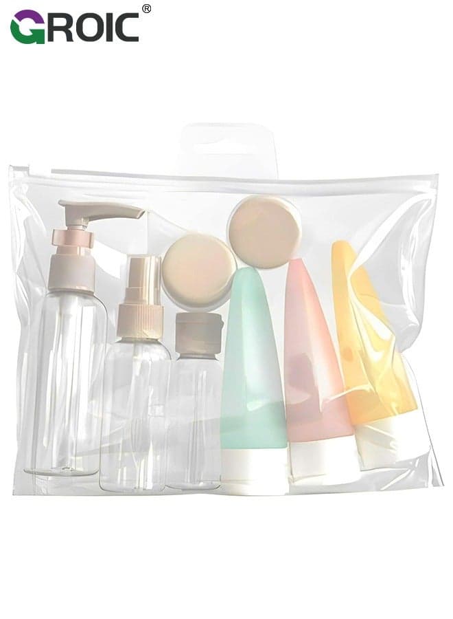 11 Pack Travel Bottles Set for Toiletries,Travel Containers for Toiletries, Refillable Bottle Set Spray Lotion Shampoo Shower Gel Cosmetic Empty Liquid Container,Portable Travel Makeup Tool