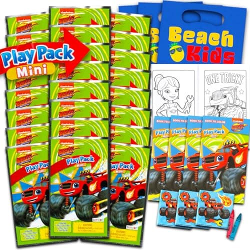 Blaze and the Monster Machines Mini Party Favors Set for Kids Bundle with 24 Mini Grab n Go Play Packs with Coloring Pages Stickers and Loot Bags Blaze and the Monster Machines Party Supplies