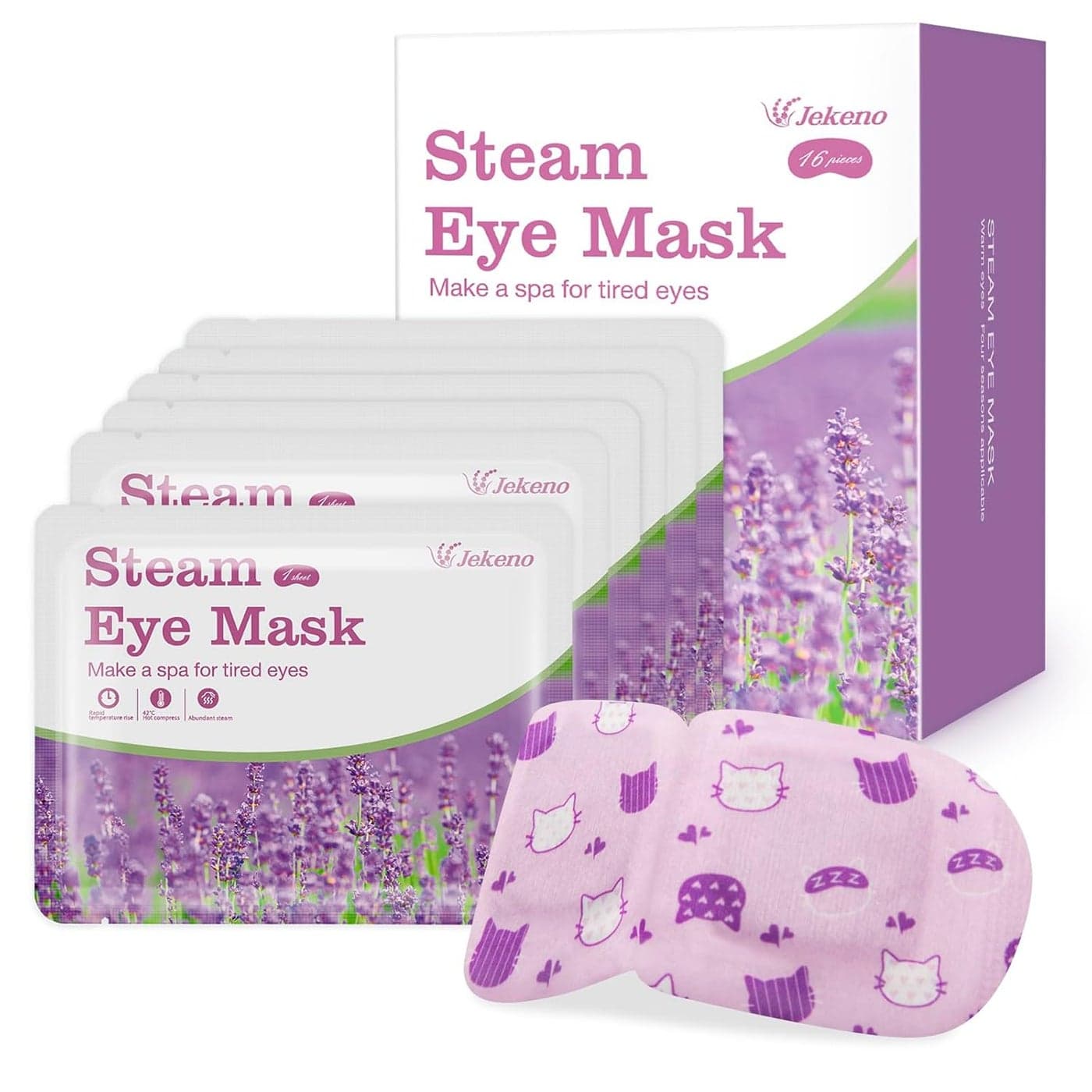 Jekeno Steam Eye Mask 16 Packs Eye Masks for Dry Eyes 4060 Minutes Self Moist Warm Compress Heated Disposable Mask for Sleep Spa Relaxing Trip Gifts Travel Essentials for Women Men