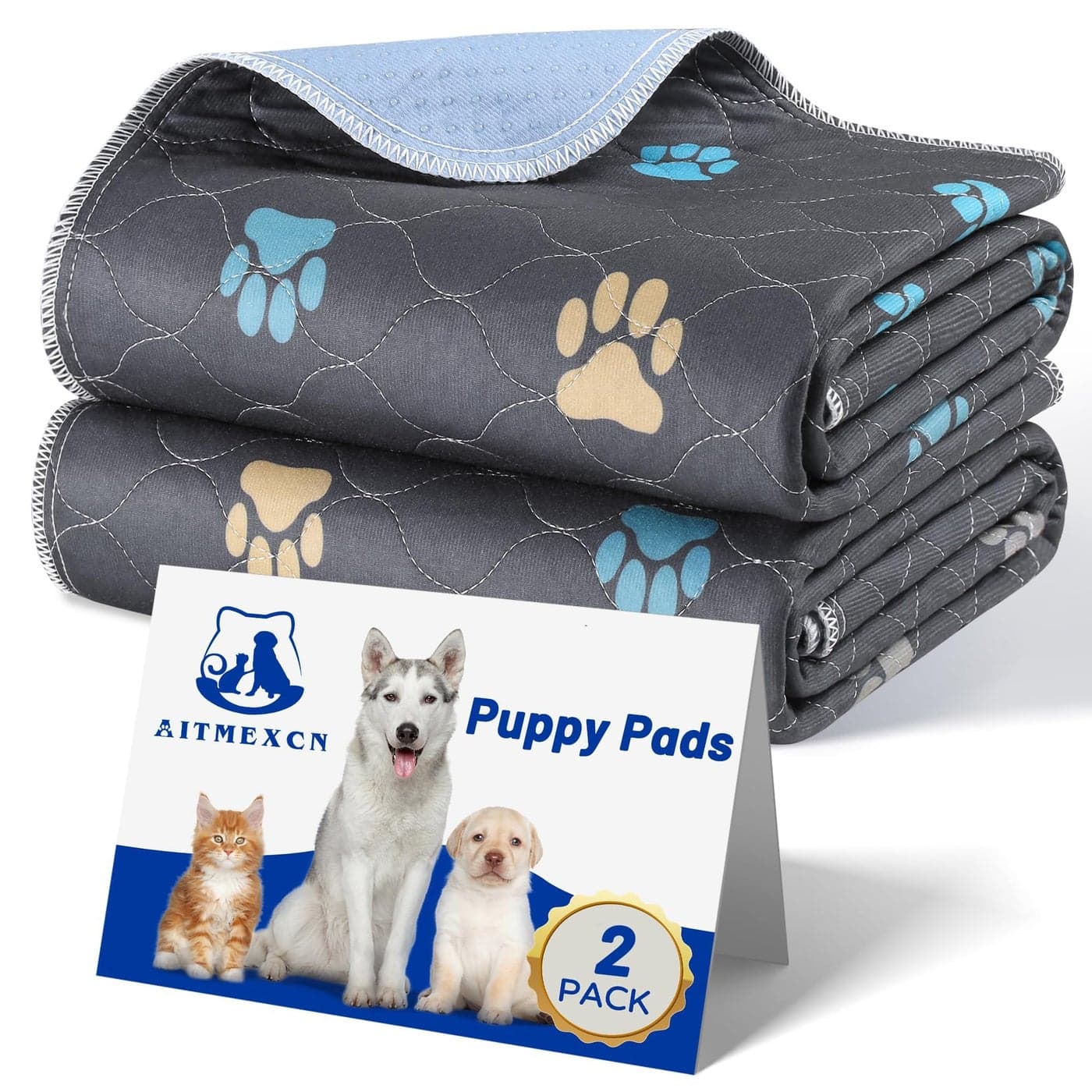 Aitmexcn Washable Puppy Dog Pee Pad 2PCS 100 Waterproof Whelping Training Mat for PuppySenior Dog Fast Drying Reusable Puppy Pads for Indoor Outdoor and Car Travel 18 x 24