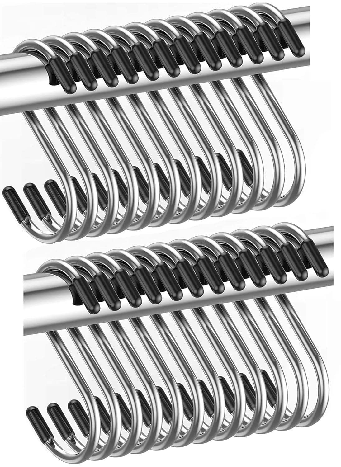 NAIDEV 24 Pack S Shape Hooks Stainless Steel for Hanging ClothesUtility Hooks Heavy Duty for Hanging Pots and Panss Hook Hanging for KitchenWardrobeShopBathroomGardenOffice Pack of 24