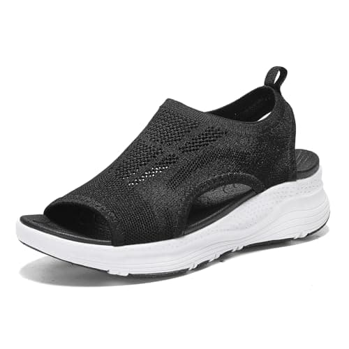 YESWIN Women Walking Sandals Arch Support Orthotic Comfortable Plantar Fasciitis Non-slip Casual Open Toe Sport Sandals for Athletic Summer Beach
