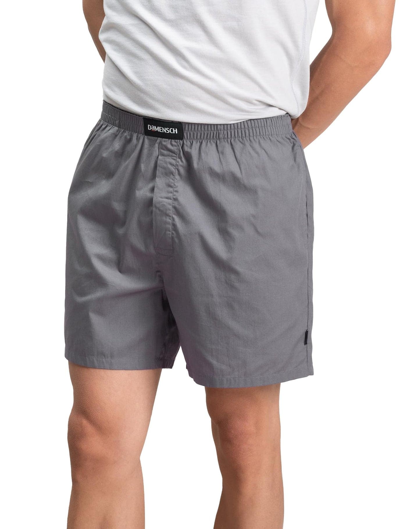DAMENSCH Men's Regular Fit Cotton Breeze Ultra - Light Solid Boxer Shorts Cotton, Boxers for Men,Cotton Shorts for Men, Boxer Shorts for Men-Las Grey-L