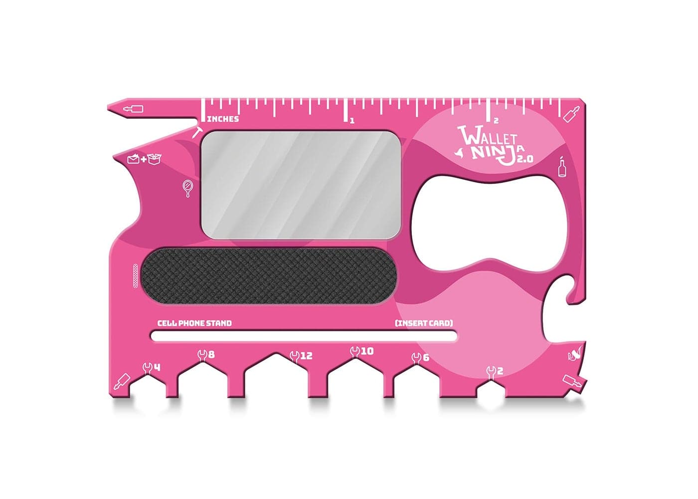 Wallet Ninja 20 Advanced 20in1 Multitool Now With Mirror Nail File Pink