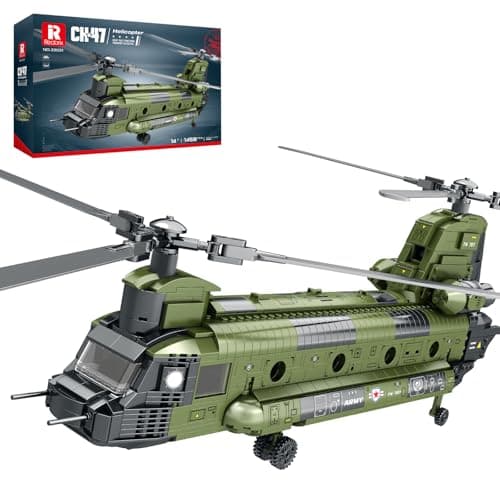 Reobrix CH47 Helicopter Building Set Military Helicopter Toy Aircraft Model Kit Home Office Display or Collectible Ideal Airplane Toy Gifts for Adults Boys Kids 33031