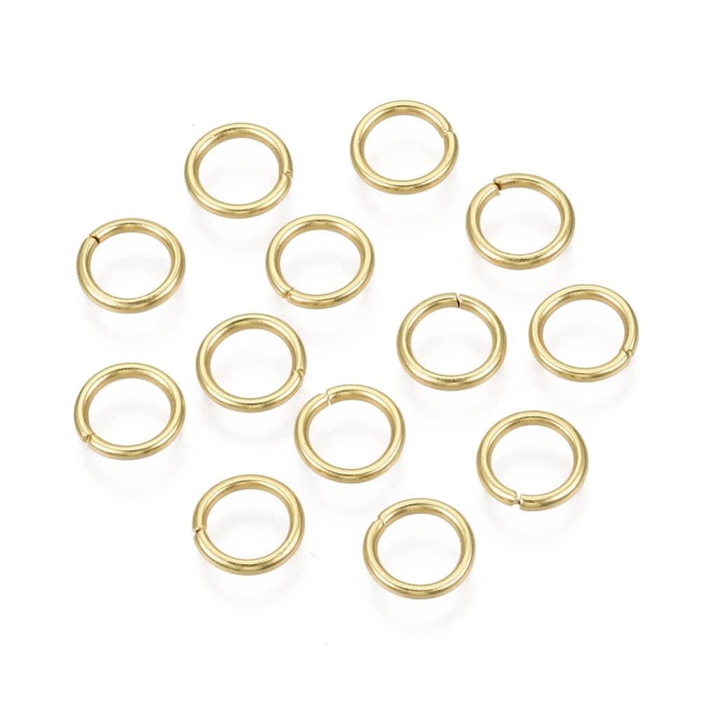 HDSupplies 100 Pieces 304 Gold Tone Stainless Steel Jump Rings 7mm 18 Gauge 1mm Thickness