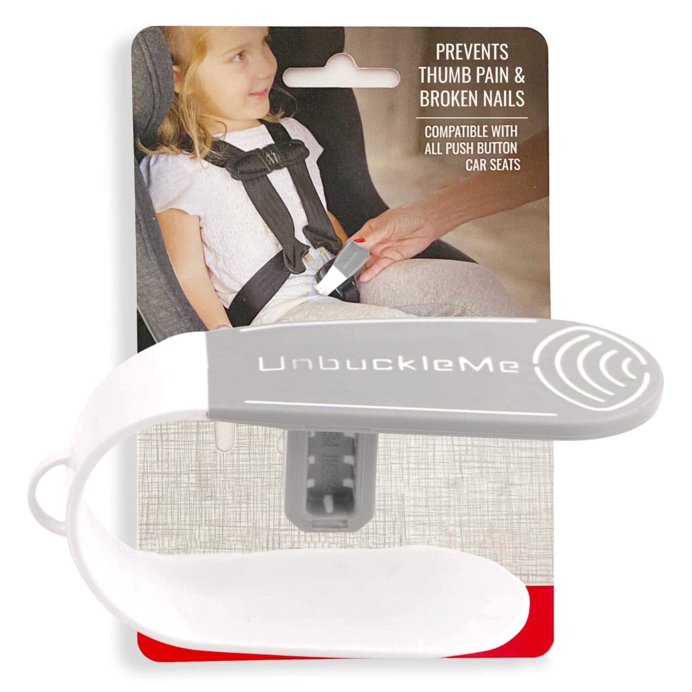 UnbuckleMe Car Seat Buckle Release Tool Easy Opener Aid for Arthritis Long Nails Older Kids Button Pusher for Infant Toddler Convertible 5 pt Harness car Seats As Seen on Shark Tank Gray