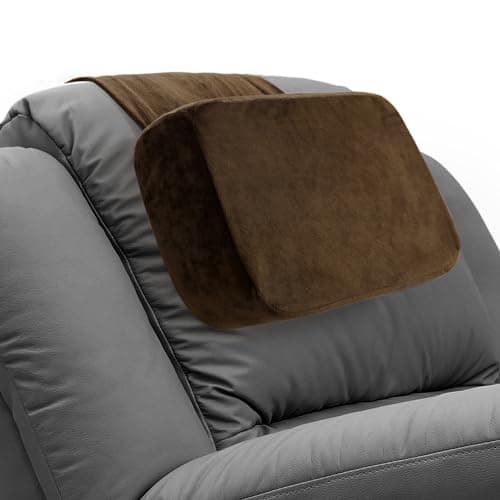 HOMBYS Memory Foam Neck Pillow for Recliner, Adjustable Headrest Cushion with Soft Plush Fabric and Medium Firm Filling, Design for Recliner Sofa Armchair, Machine Washable and Non-slip (Coffee Color)