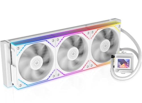 FW360 SE ARGB V2 CPU AIO Liquid Cooler White for Desktop, with TL-M12QW 2000RPM Daisy Chain Connection Fans,2" Rotatable LCD Display Screen, for AM4/AM5 & Intel 1700/1851/115X/1200