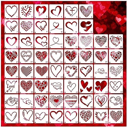 Small Heart Stencils for Painting on Wood Stone Reusable Love Stencils for Adults on Wood Fabric Rock Card Art Paint Wall Furniture Home Decor