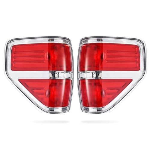 Boine F150 Tail Light Compatible With 2009 2010 2011 2012 2013 2014 Ford F150 F-150 Pickup Driver and Passenger Side Rear Tail Light Lamp Housing - Chrome trim