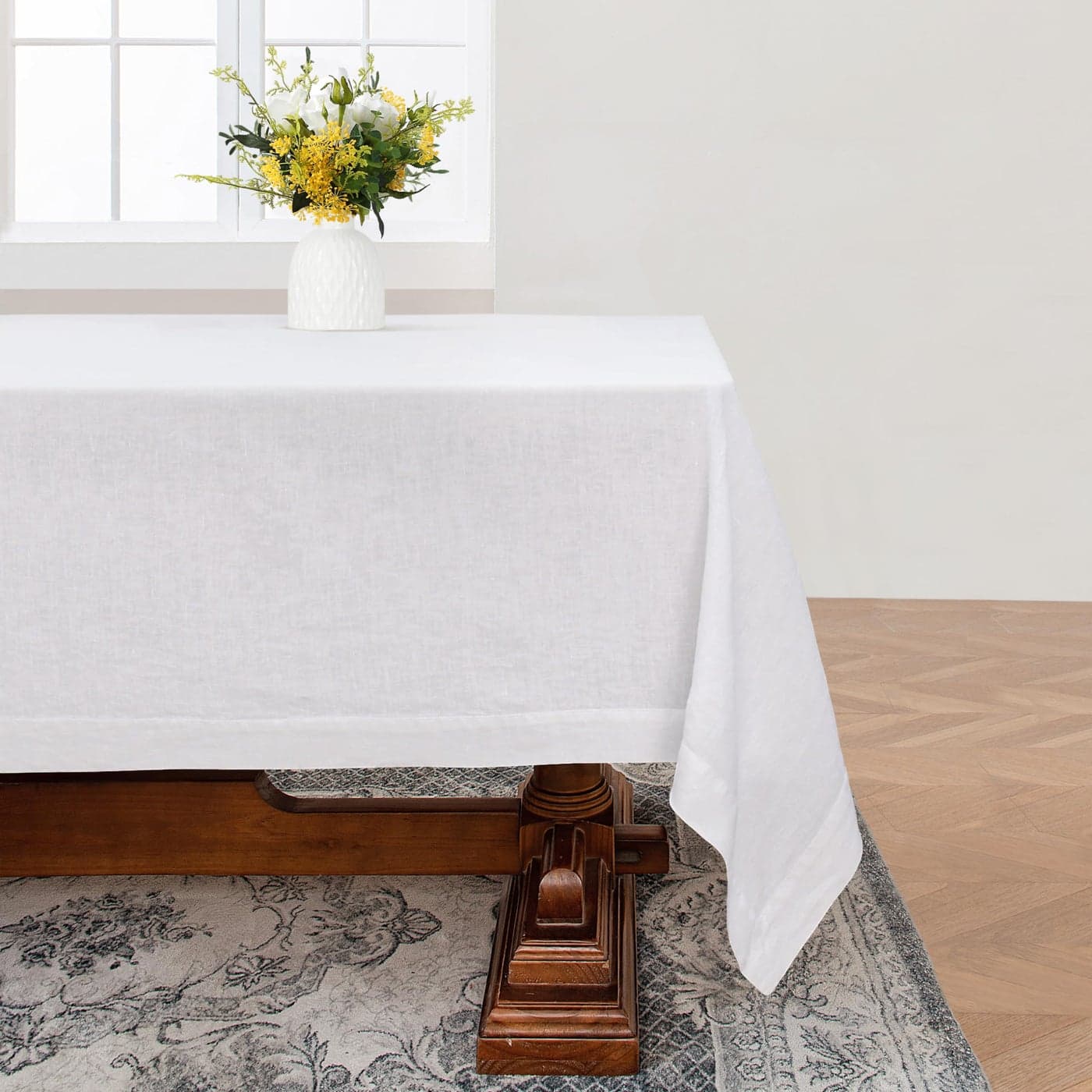 Linen World Linen Tablecloth100 French Linen White Tablecloth 90 x 90 InchWashable Square Tablecloth for DiningOutdoorWeddings and RestaurantsDecorative Thanksgiving Christmas