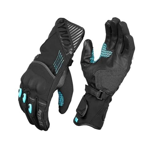 Rynox Dry Ice Insulated Waterproof Gloves | Impact Protection | Abrasion Resistance | Full Gauntlet Motorcycle Riding Gloves - Black Blue, Small, Cycling, Polyester