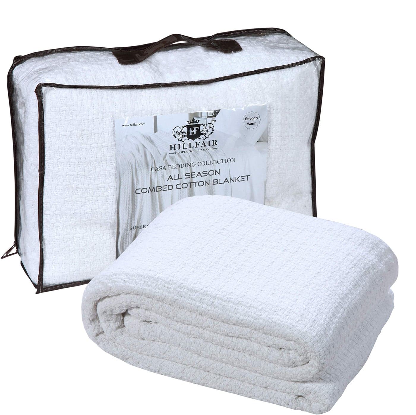 HILLFAIR 100 Combed Cotton Blanket California King Size Bed Blanket Warm Soft All Season Breathable Blankets 102 x 108 inch Extra Large Oversized California King Cotton Blankets for Bed White