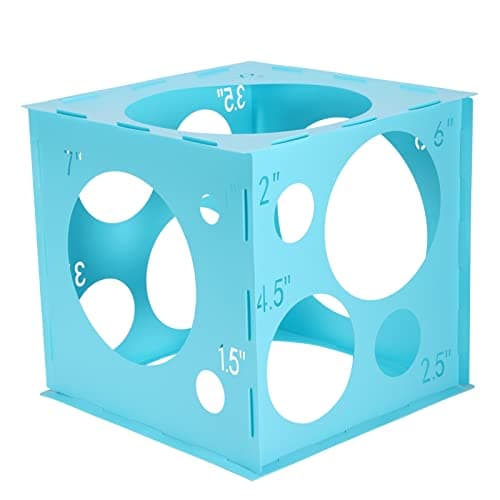 Pllieay 14 Holes Balloon Sizer Box Cube Blue Plastic Balloon Measurement Box Collapsible Balloon Sizer Tool with Instructions for Balloon Decoration Balloon Arch Balloon Columns 110 Inch