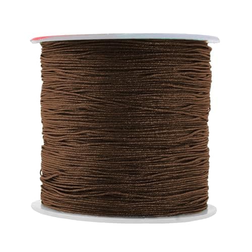 Mandala Crafts Nylon Satin Cord - 0.5mm Nylon Cord for Jewelry Making - 0.5mm Cord Nylon String for Bracelets Making - 164 Yds Brown Strings Rattail Chinese Knotting Cord