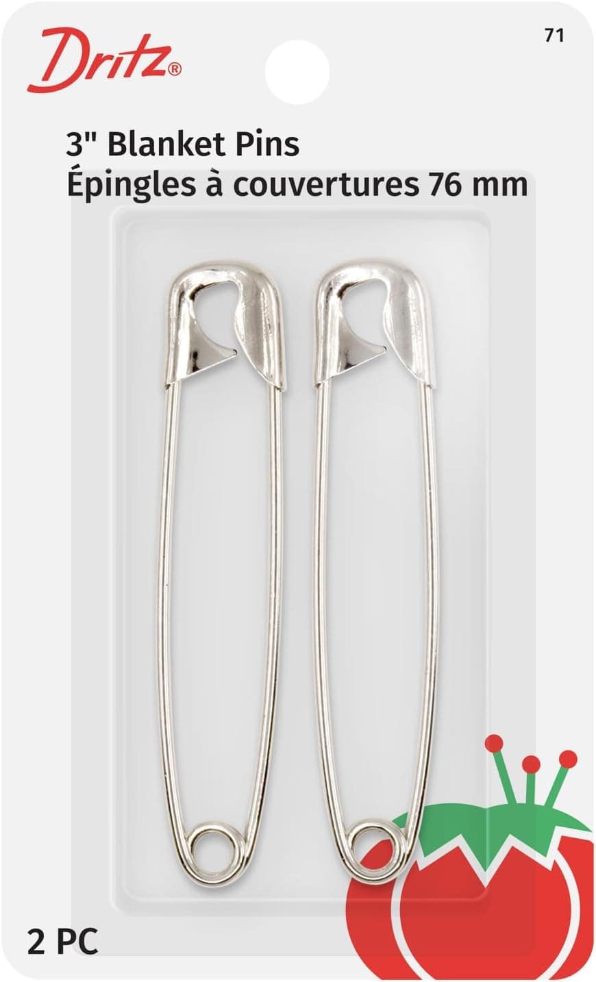 Dritz 71 Blanket Pins 2Count Nickel 3Inch