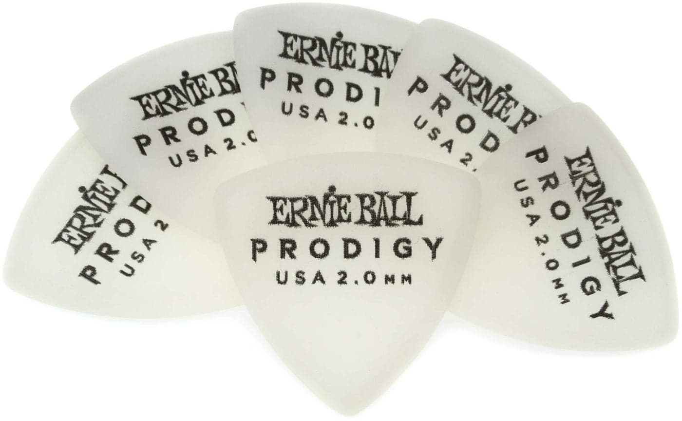 Ernie Ball Prodigy Guitar Picks, Shield, White 2.0mm, 6-pack (P09337)