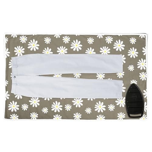 Encasa XO Homes Ironing Mat (Large 120 X 70 Cm) With 3Mm Felt Padding,Silicone Iron Rest Protector,Steam Press On Table,Bed,Portable,Heat Reflective,Foldable,Washable,Printed - Daisy Grey