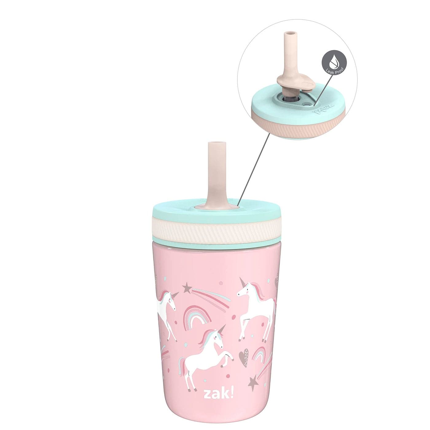 Zak Designs Kelso Toddler Cups For Travel or At Home 12oz Vacuum Insulated Stainless Steel Sippy Cup With LeakProof Design is Perfect For Kids Fanciful Unicorn