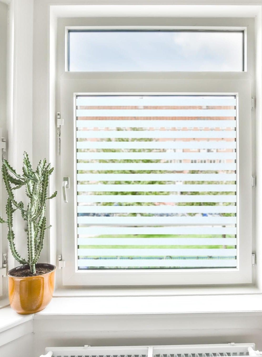 45x300cm Striped Window Film Privacy Film Frosted Decorative No Glue Self Static Cling Anti UV Removable for Home Office decorative