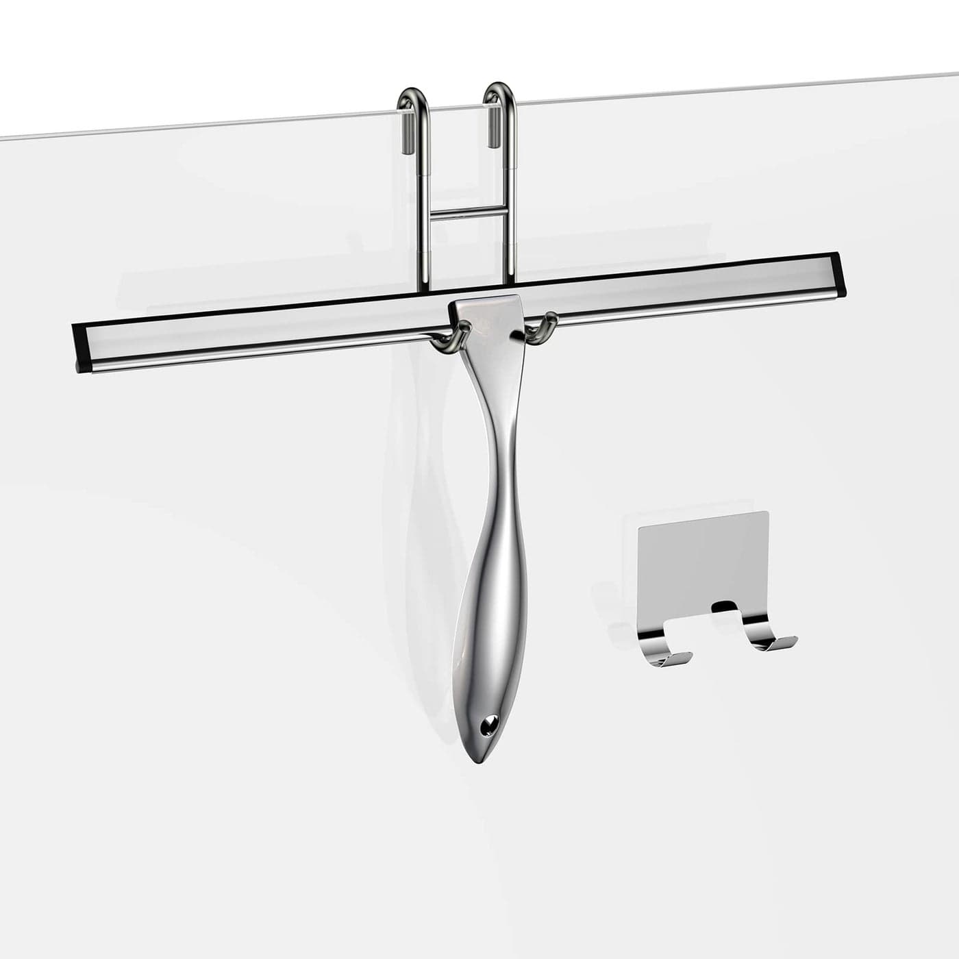 Shower Squeegee Set 14Inch Stainless Steel Squeegee AllPurpose Squeegee for Bathroom Shower Doors Mirrors Tiles and Car Windows 100 Streak Free Includes Shower Door Hook and Adhesive Hook