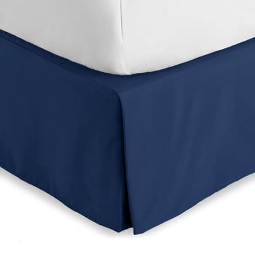 Bare Home Kids Twin Bed Skirt - 15-Inch Tailored Drop Easy Fit - Bed Skirt for Beds - Center & Corner Pleats (Twin, Dark Blue)