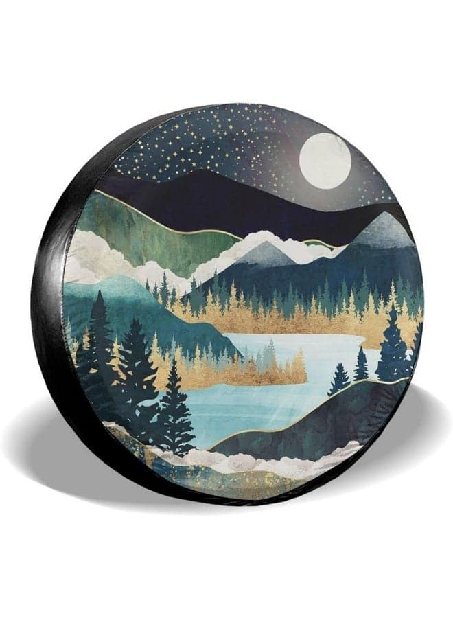 Siski Mountains Nature Scenery Spare Tire Cover Star Lake Landscape Wheel Protectors Weatherproof Wheel Covers Universal Fit for Trailer Rv SUV Truck Camper Travel Trailers 17"