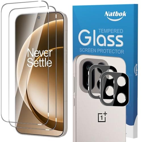 Natbok 2+2 Pack for OnePlus 15 Screen Protector with Camera Lens Protector, Full Coverage 9H Tempered Glass Film,HD Clear Scratch Resistant,Bubble-Free for One Plus 15 Screen Protector glass