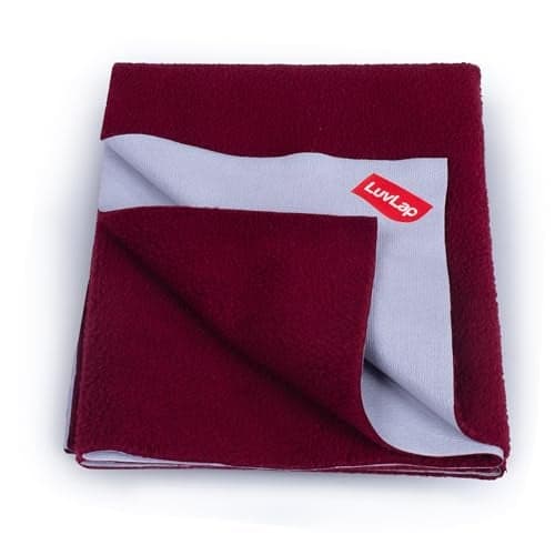 LuvLap Instadry Extra Absorbent Quick Dry Sheet for Baby, Baby Bed Protector, Waterproof Baby Sheet - Maroon, 0m+ - Large 100 x 140cm