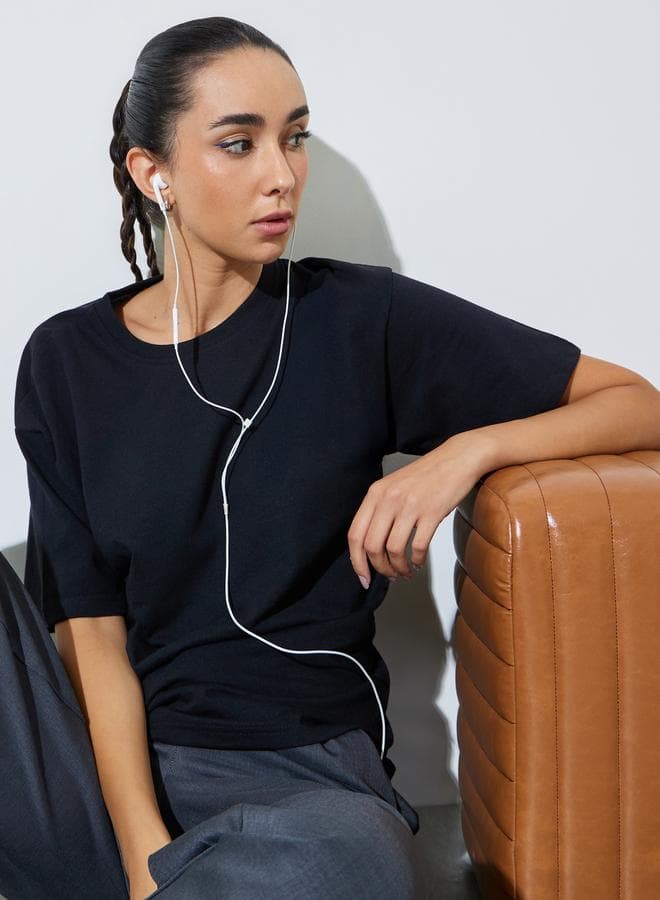 Black Oversized Round Neck T-Shirt