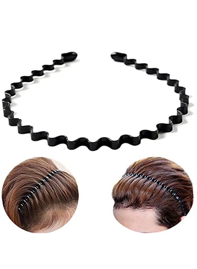 bodbop XINGZHE Hair Bands Metal Hairband for Men Women Fashion Headbands for Washing Face Makeup Sports Non Slip Wavy Mens Hairband Black 1 Count Pack of 1